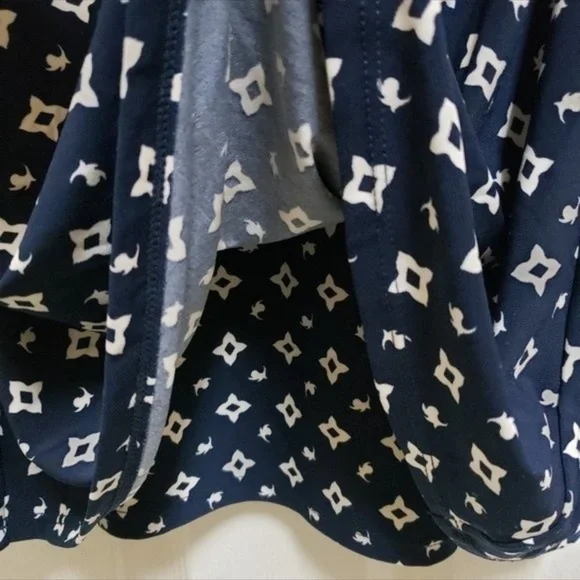 LAUREN RALPH LAUREN S Navy White Jersey Knit Ruched Faux Wrap Dress - Picture 5 of 7